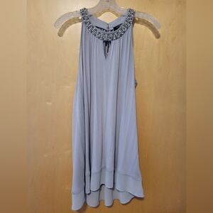 U-knitt Halter Style Tank with Embellished Neckline. Gray. Size L.